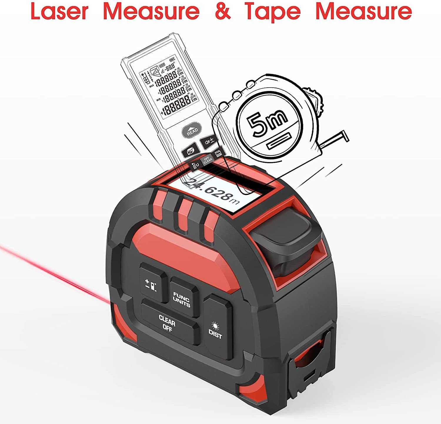 Telemetru ruleta laser profi-acumulator,antipraf,antișoc,antiumezeala