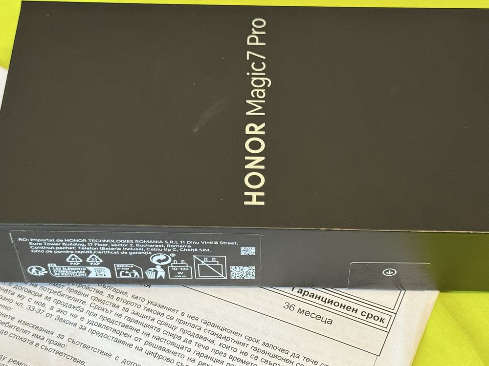 ЗАПЕЧАТАН 512GB Honor Magic 7 Pro 5G Гаранция Yettel 2028 г. Black