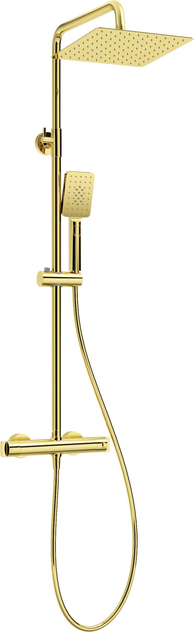Златен душ колона тип Дъжд с термостатичен смесител Cascada Gold
