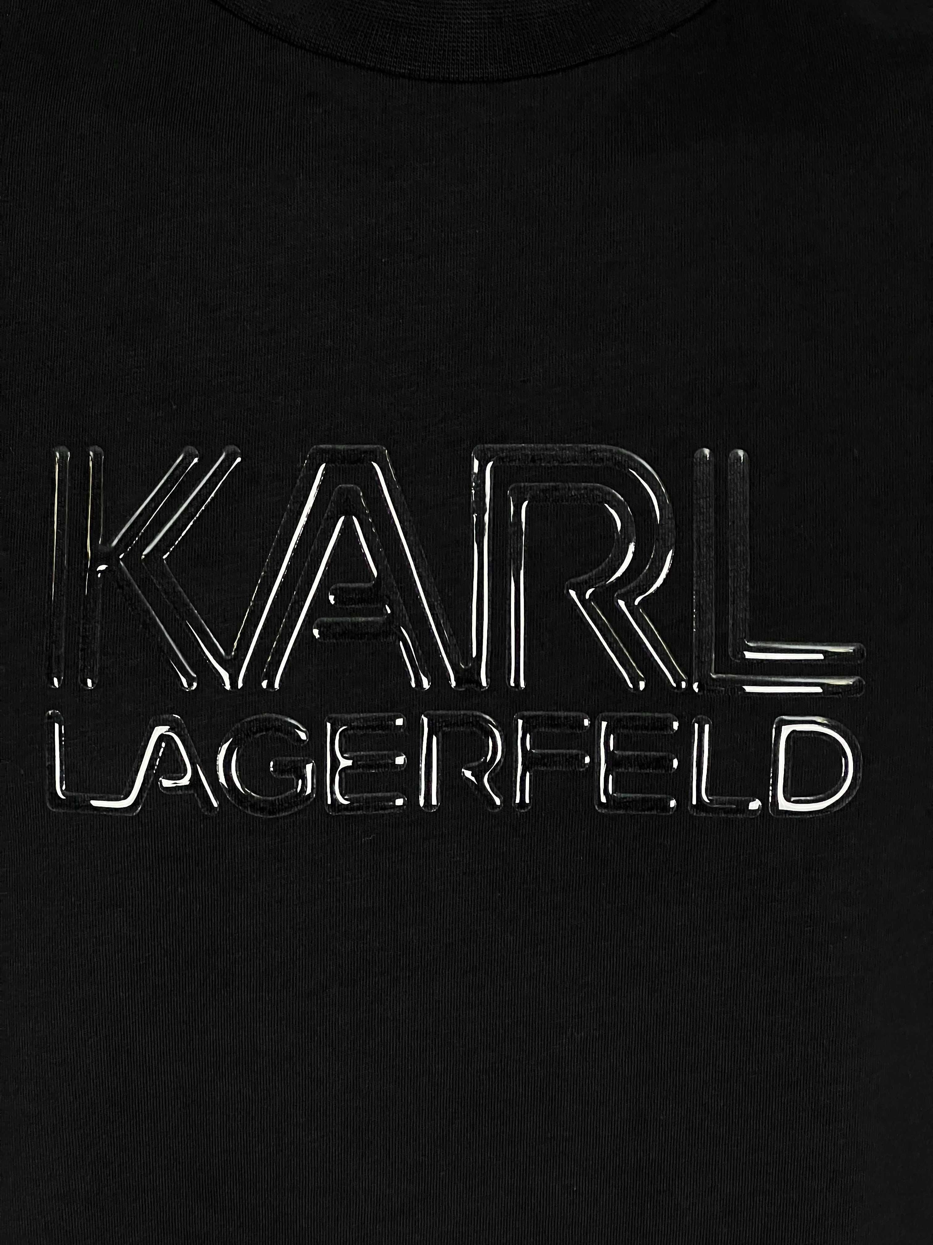 100% оригинална Karl Lagerfeld Черна Тениска 3D Пластмасова Щампа M
