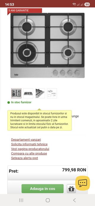 Vand plita incorporabila Beko