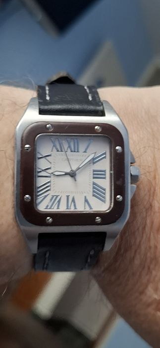 CARTIER ceas de mîna bărbătesc cu baterie și curea din piele naturală