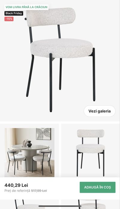 Set 6 Scaun/Scaune Stofa Boucle living modern/ minimalist/scandinav