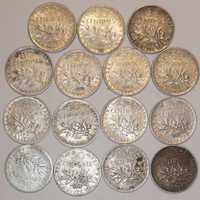 Lot de 15 monede din argint Franța 50 centimes 1/2 franc 1899-1918