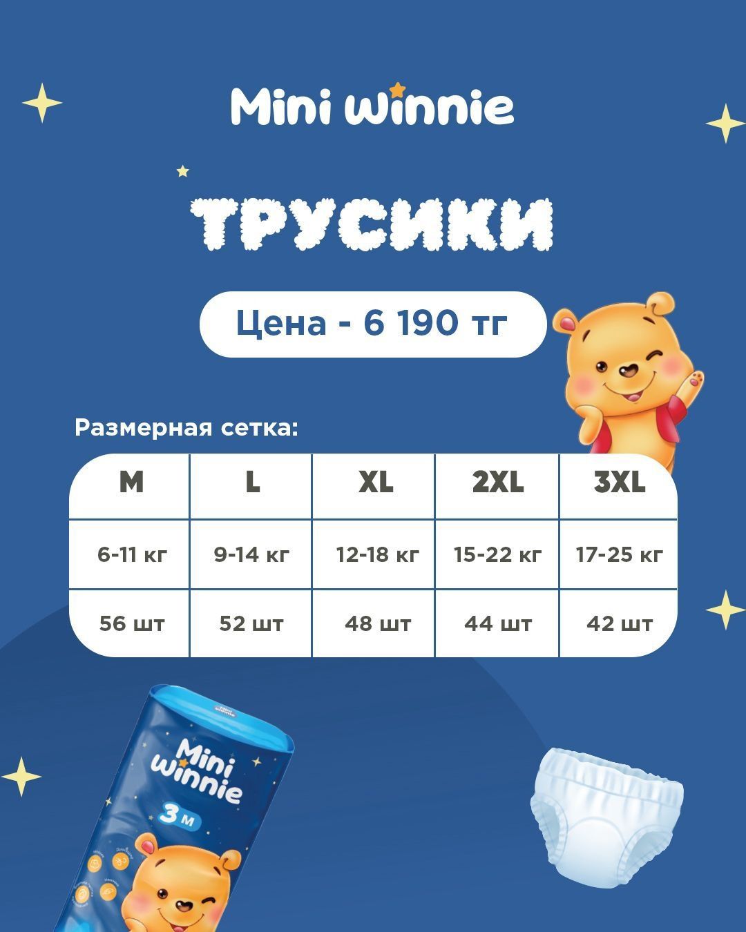 Подгузники/трусики Mini Winnie и Too me по доступным ценам