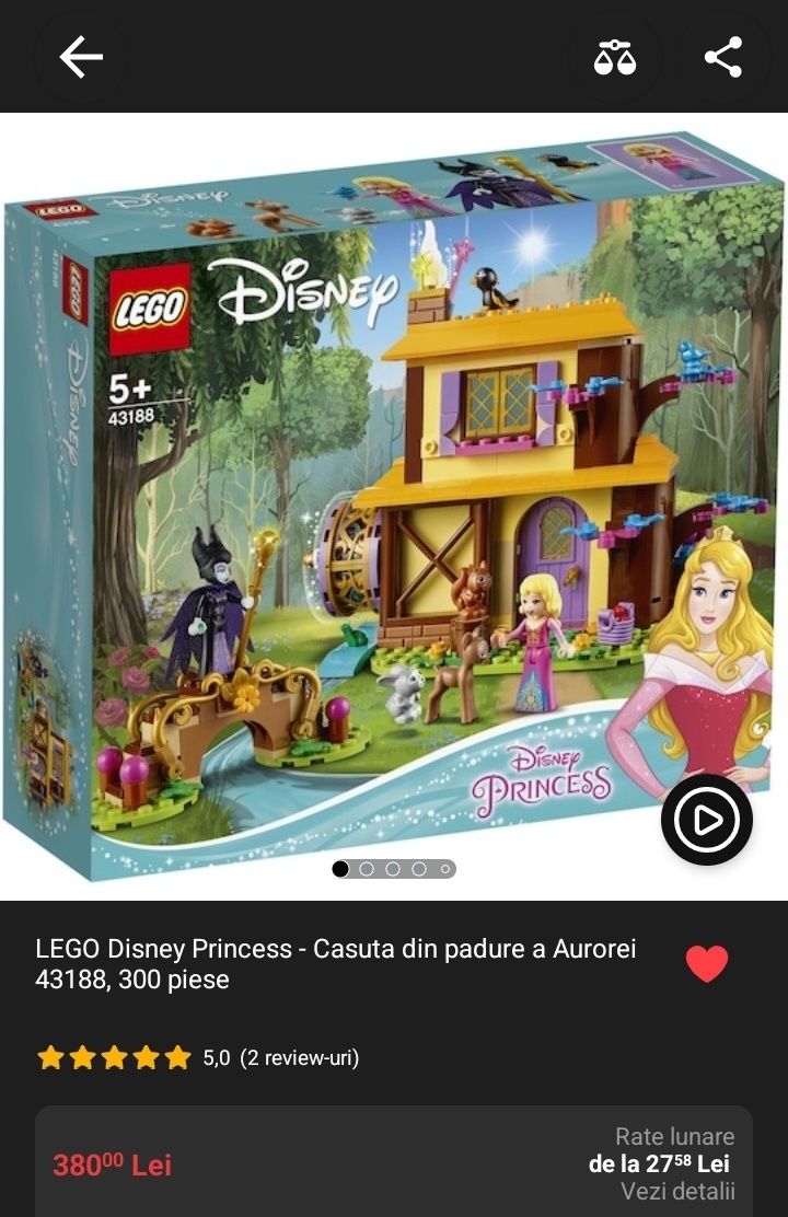 LEGO nou sigilat Disney Princess Casuta din padure a Aurorei 43188