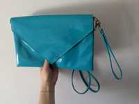 Синьо - зелена официална дамска чанта, лачена