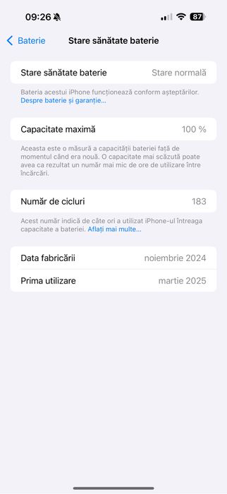 Vand iphone 16 pro max 100% baterie
