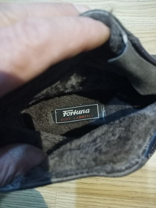 Papuci ghete Fortuna din piele întoarsă cu blană naturală de oaie 44