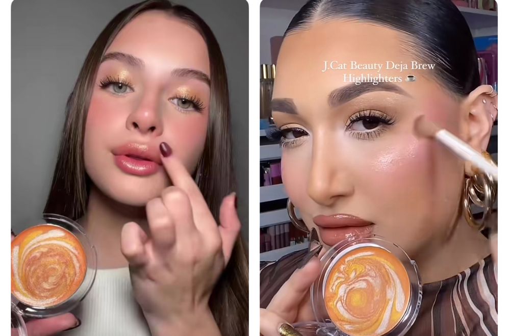 Iluminator J.Cat Beauty Deja Brew Latte Highlighter fard fata sclipici