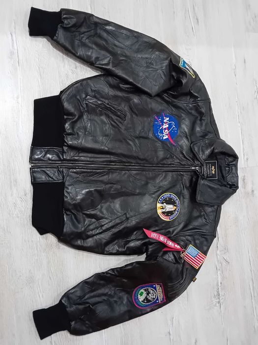 Jachetă de tip bomber din piele naturală Alpha Industries, mărimea XL