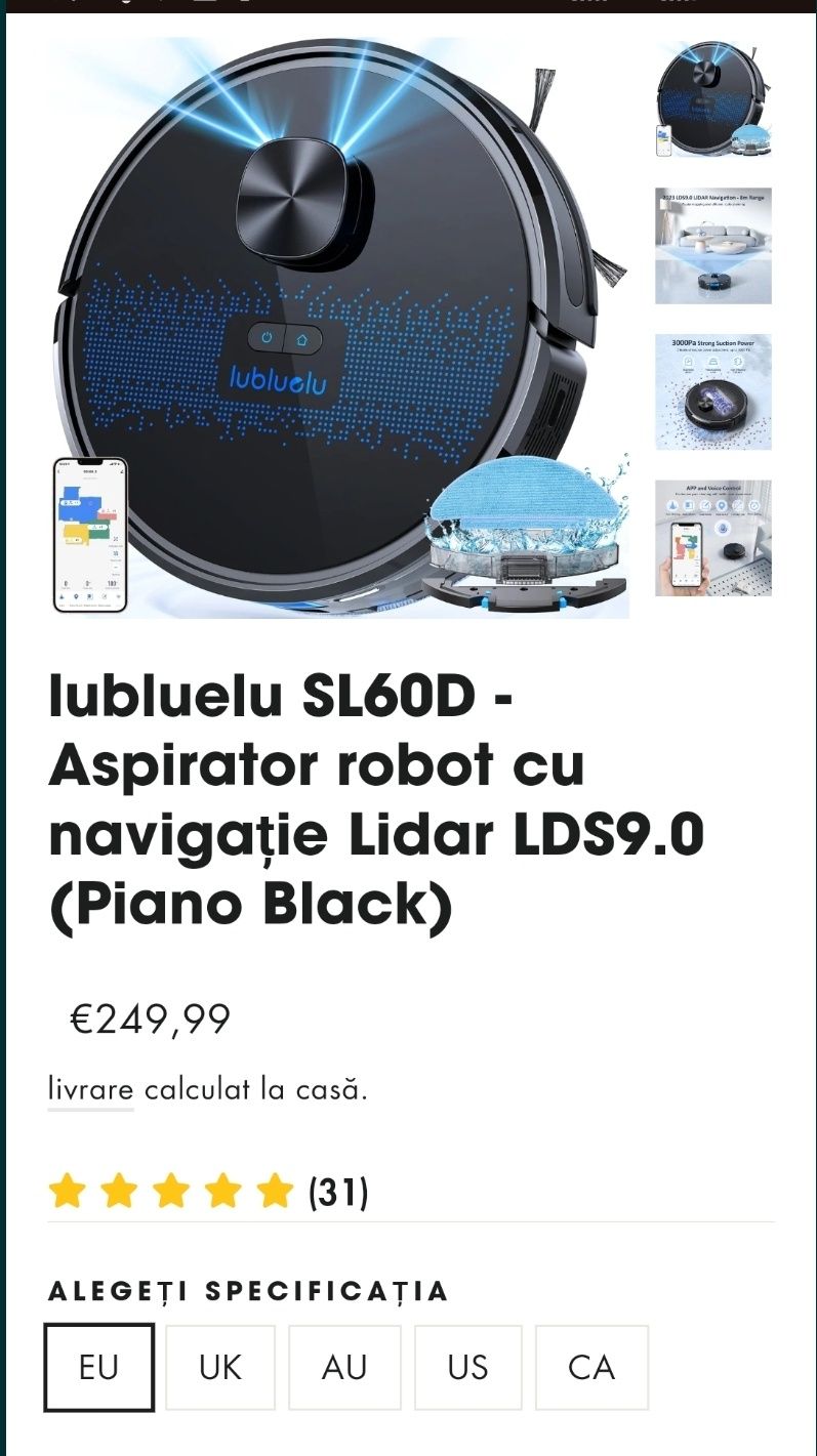 Aspirator robot laser cu navigație Lubluelu