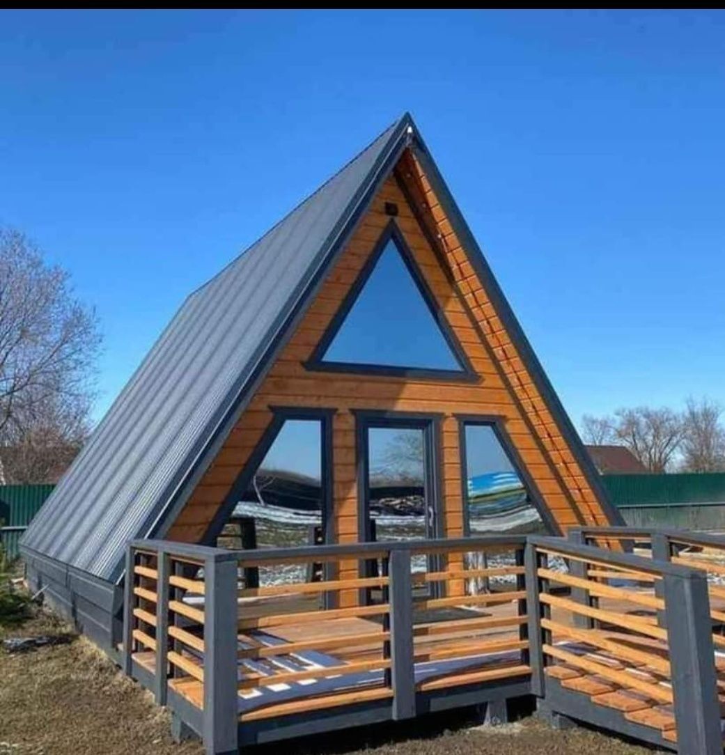 Vând și realizez case pe structura metalica cabane din lemn