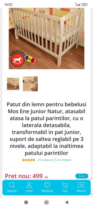 Vand pătuț in stare buna