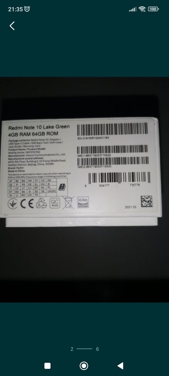 Телефон Xiaomi redmi 10