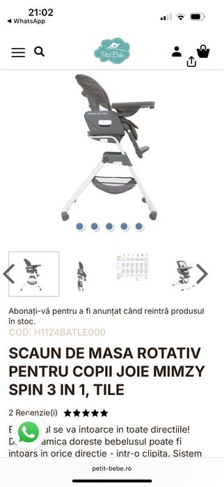 scaun masa joie  mimzy SPIN 3 IN 1