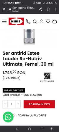 Ser antirid Estee Lauder Re-Nutriv Ultimate, Femei, 30 ml