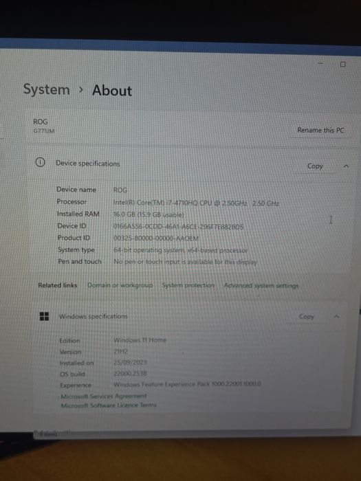 Laptop Asus gaming G771J