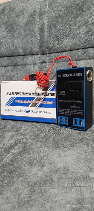 Автомобильный инвертор, 12В/24 В в 220 В, 1500 Вт