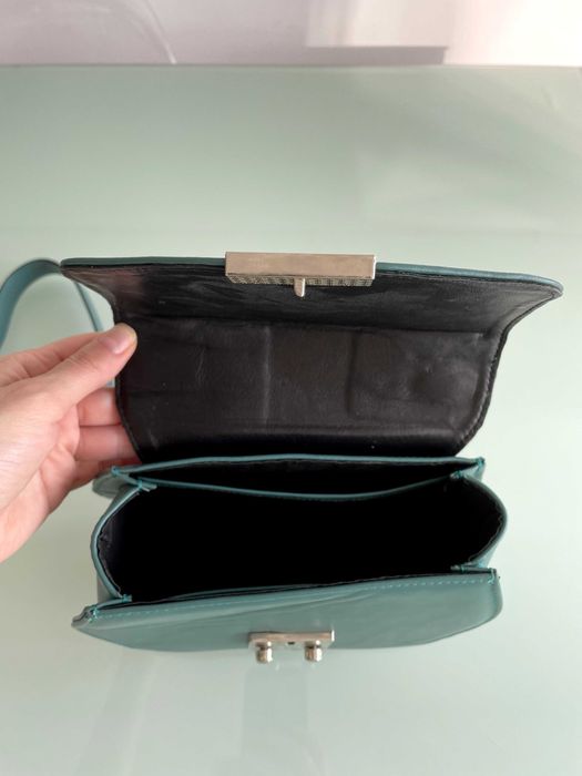 Vand poseta dama din PIELE NATURALA, verde turcoaz, noua