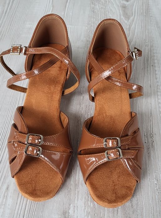 Pantofi de dans NOI 39 Piele Lacuita maro toc mic