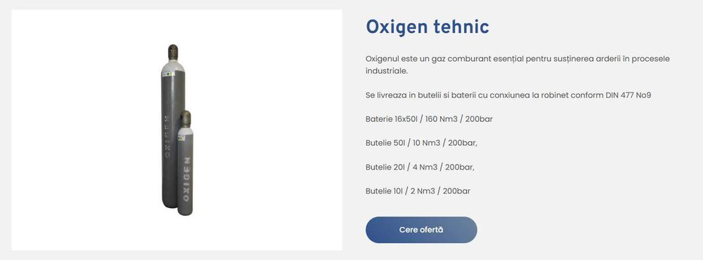 Incarcam pe loc butelii de OXIGEN, AZOT, DIOXID DE CARBON