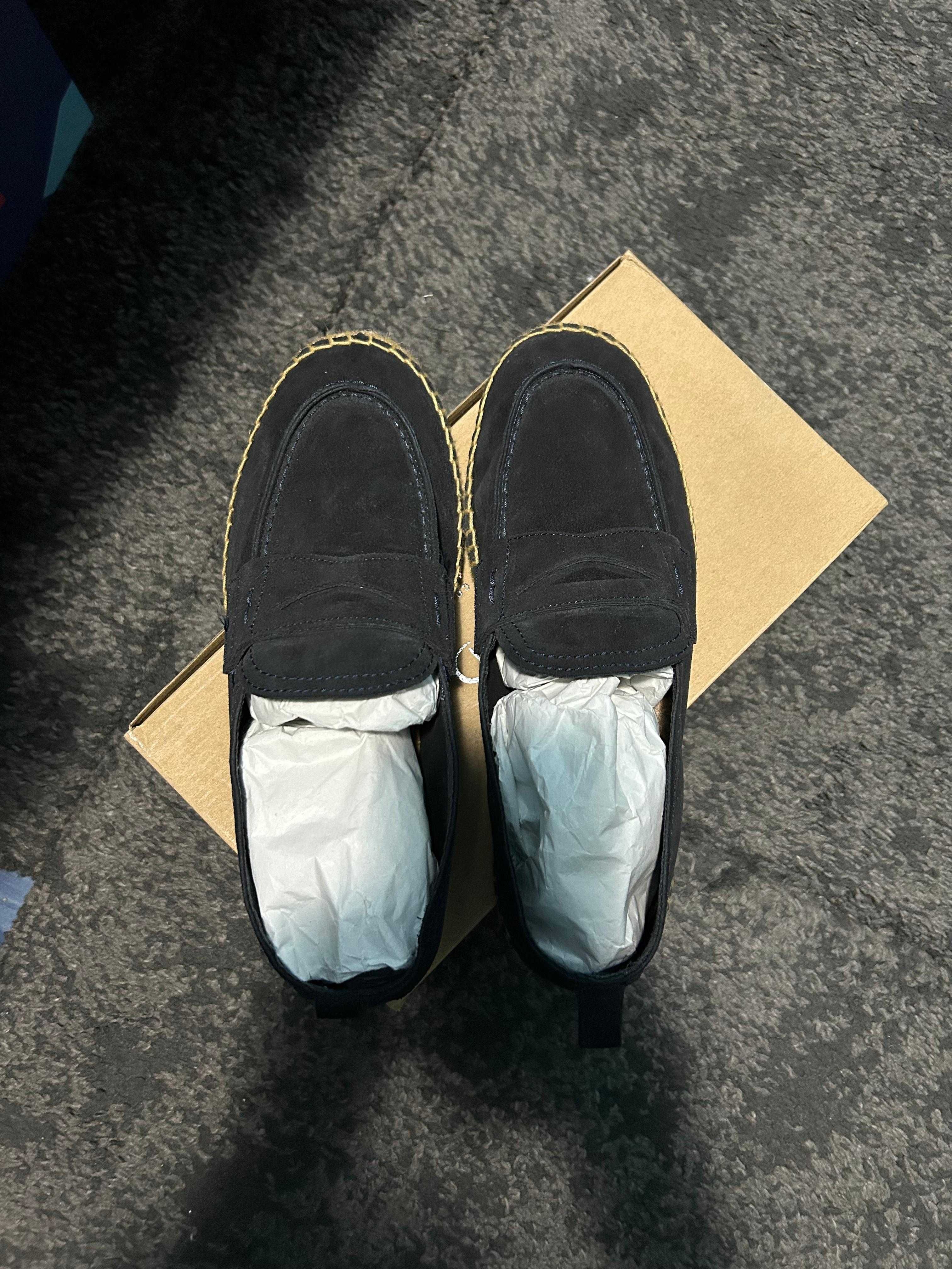 Espadrile bleumarin din piele intoarsa