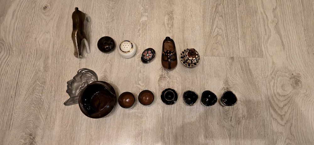 Медна паница и пепелници,порцелани и керамика