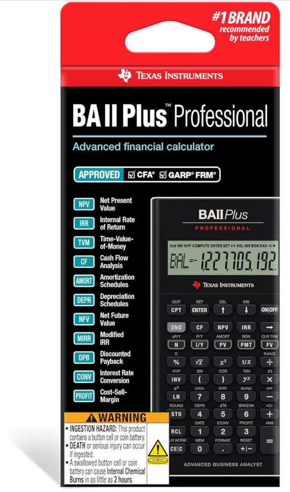 Texas Instruments BA II Plus Professional Financial CFA, FRM