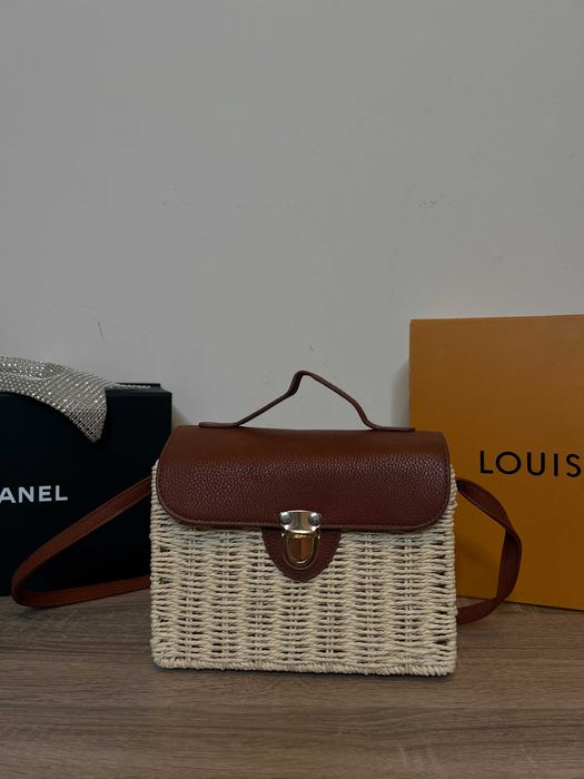 Плетена Дамска Чанта с Кожени детайли PRIMARK - КАТО НОВА