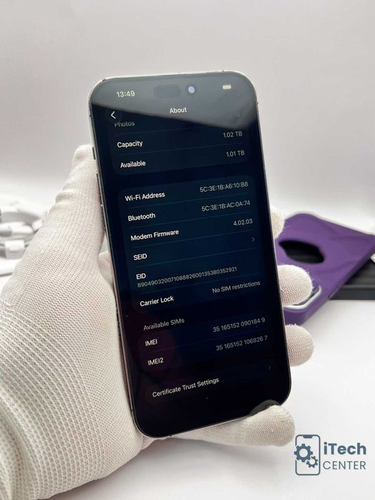 iPhone 14 Pro MAX, 1TB, Deep Purple, 100% батерия, ОТЛИЧЕН, ГАРАНЦИЯ!