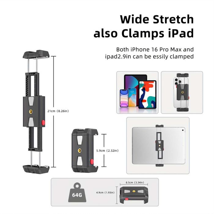 Suport telefon si tableta pentru trepied, adaptor trepied / stick 1/4