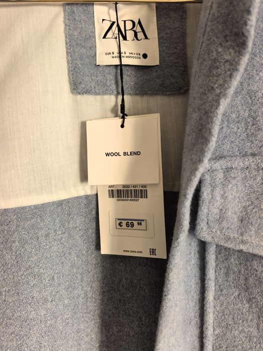 Jachetă tip cămașă 67% lana Zara S