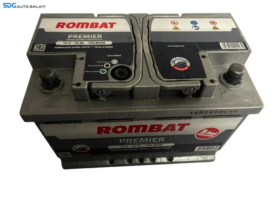 Baterie Acumulator Auto 75AH 750A Rombat Premier 5752330075 Volkswagen Audi Seat Skoda Ford Opel Toyota BMW Mercedes Renault Peugeot Dacia [B4601]