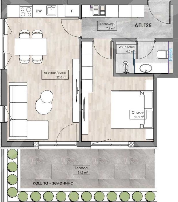 Двустаен апартамент Кършияка 667-23013