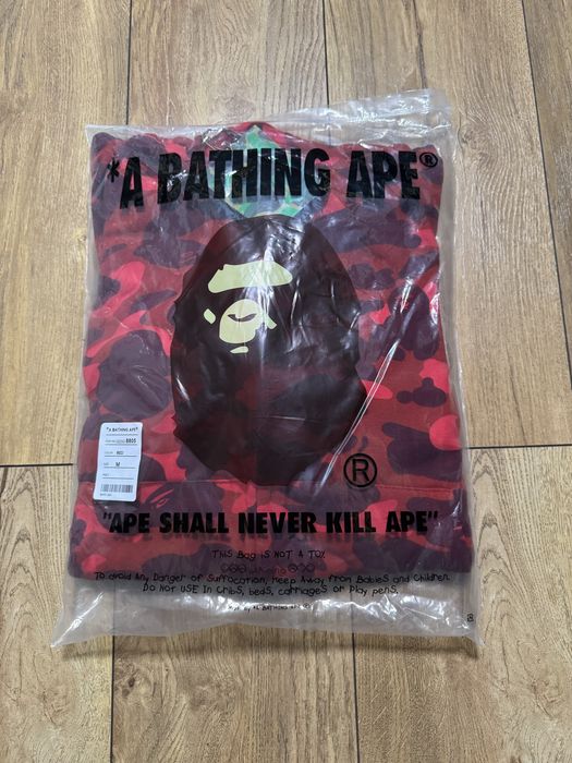 НОВО! Bape Camo Shark Wide Full Zip Double Hoodie Red суичер