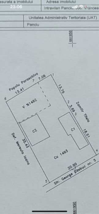 Proprietate centrala Panciu- teren 735mp+2 const. existente, utilitati