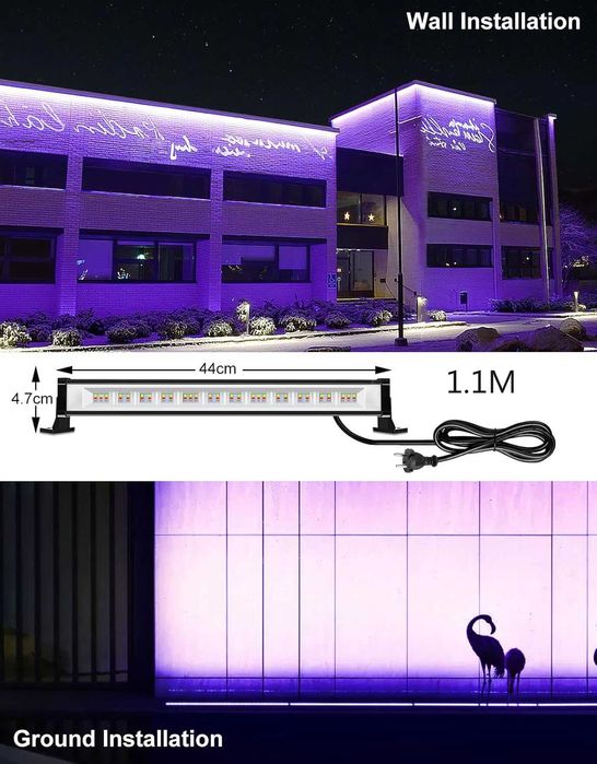 НОВИ! Прожектори RGB LED Wall Washer, 2 бр/к-т 42W–10 цвята, 30 режима