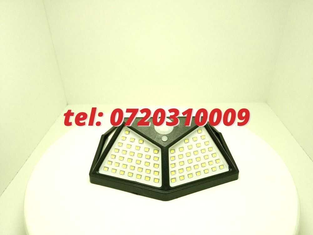 Lampa Cu Panou Fotovoltaic 100 Leduri Sensor Miscare Si Crepuscular