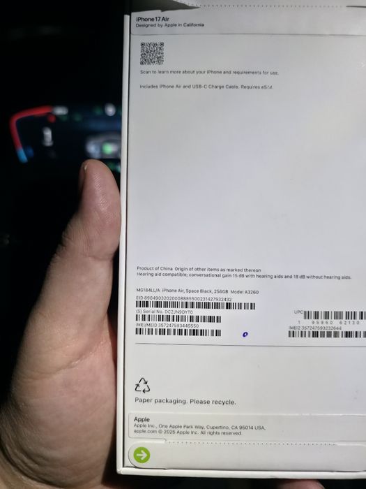 Iphone Air 17 256g, ochilmagan