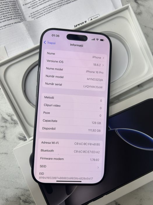 iPhone 16 Pro Full box (unic utilizator)