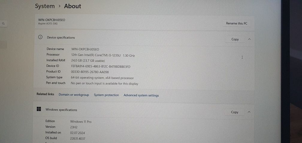 Acer notebook. Intel core i5 12-avlod. Videokartalik.