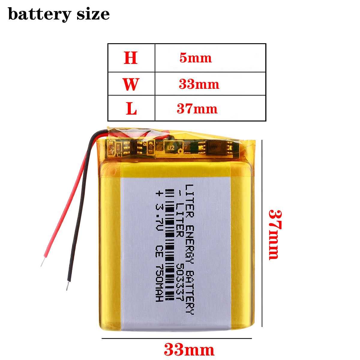 EV053337P 750mah Acumulator LI-po 3.7V  37x33x5mm