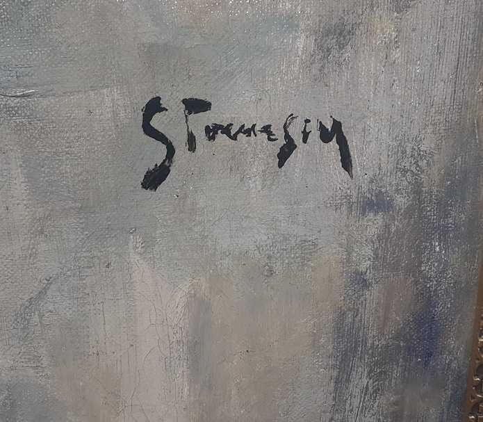 Tablou mare vechi - portret nobila - semnat Stoenescu