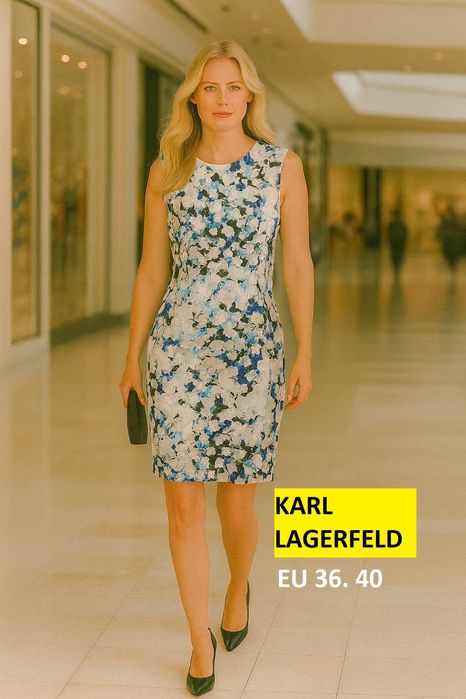 Karl Lagerfeld бяла рокля с 3D флорални апликации – EU 36 / EU 40