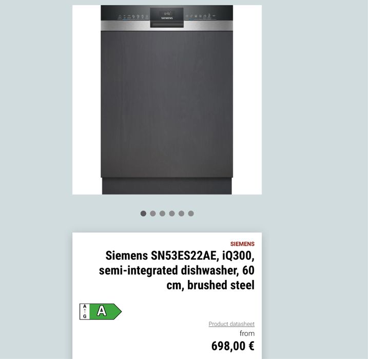 Masina de spalat vase semi-integrată Siemens SN53ES22AE