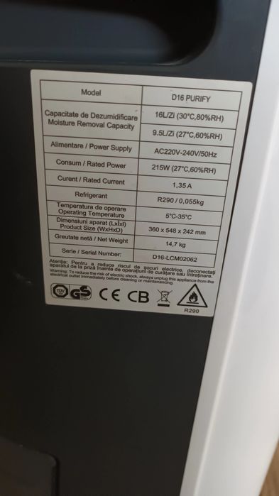 Dezumidificator, purificator și uscator rufe Aleco Air D16