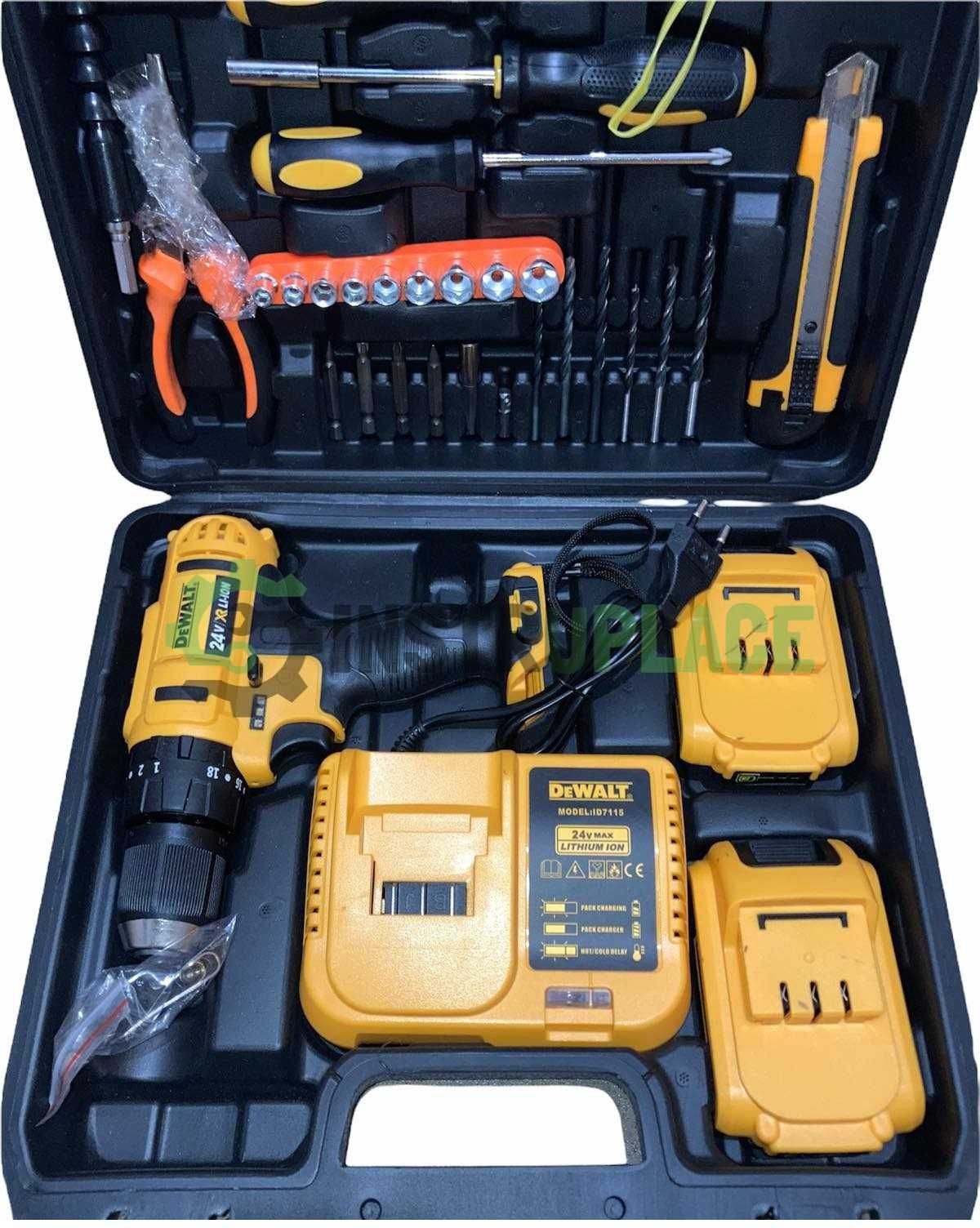 Акумулаторен ударен винтоверт DeWalt 24V 5Ah с 2 батерии Девалт