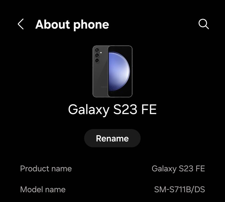 Samsung S23 FE с кабел