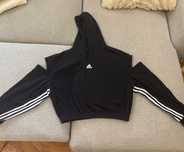 Черно худи/суичър/hoodie/спортно горнище на адидас с голи рамене
